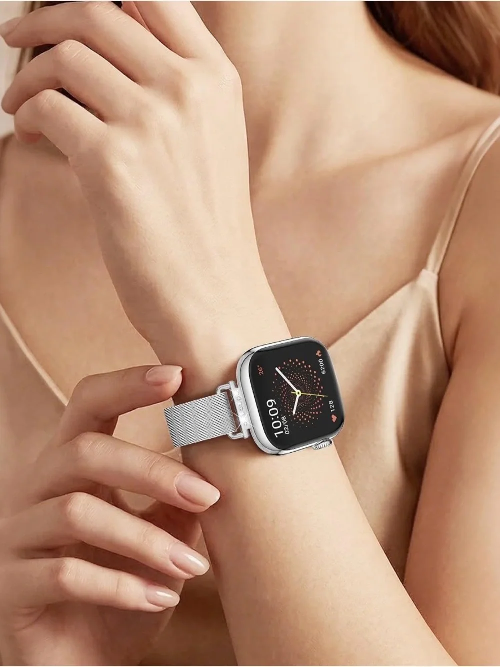 Silver Smartwatch with Milanese Loop Band - Stylish Wearable
